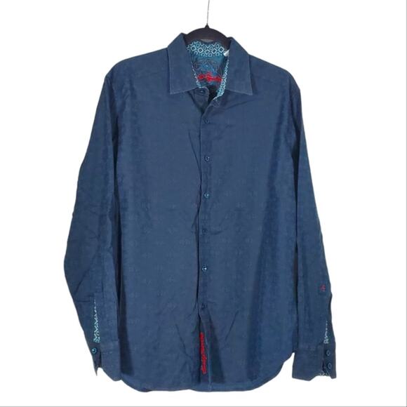 EUC Robert Graham Dark Green Dress Shirt Sz M - Picture 1 of 11